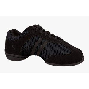 Sansha Black Dance Studio Exercise Sneaker Size 8M Mesh Suede Lace-Up Split-Sole